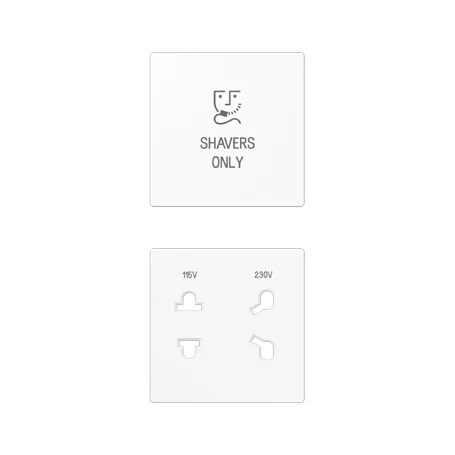 Centre plate 2-gang, Shavers only, white