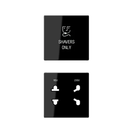 Centre plate 2-gang, Rasiersteckdose, Shavers only, black